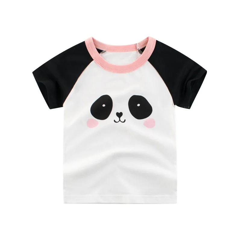 

27KIDS Children's Clothing 2021 Summer Children's Short-sleeved T-shirt Children's Top with Super Cute Panda Pattern 1-9T