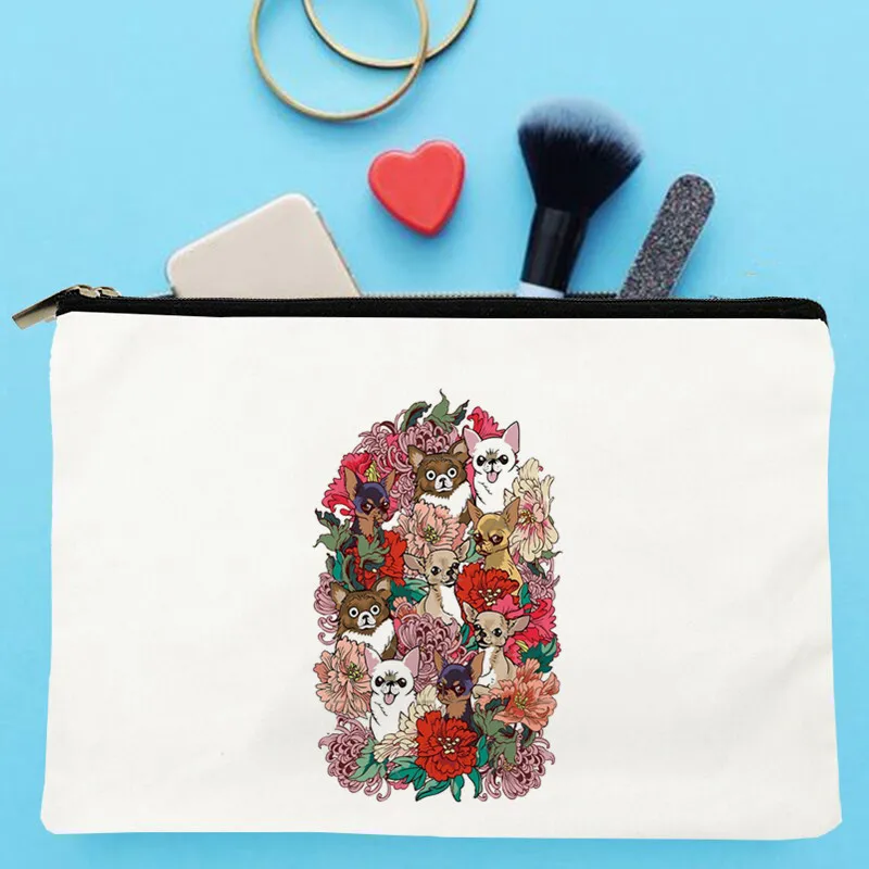 

Women Because Chihuahua Printed Make up bag Fashion Women Cosmetics Organizer Bag for Travel Colorful Storage Bag for Lady Bag