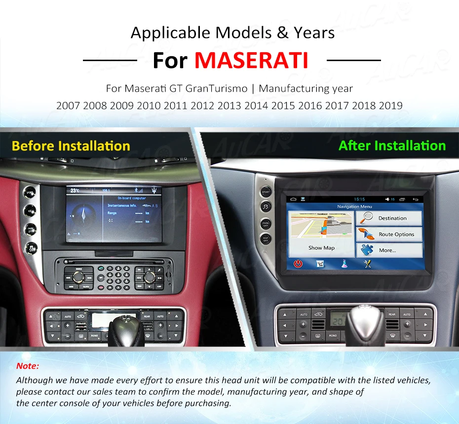 AuCAR " Android 8,1 DIN Автомобильный мультимедийный Радио стерео для Maserati GT/GC GranTurismo 2007- gps навигация автомобильный dvd-плеер