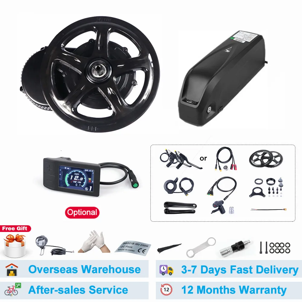 

Комплект среднего двигателя Bafang 36 В 350 Вт с батареей Ач 8fun BBS01B BBS01, средний приводной двигатель, комплект для переоборудования электровелоси...