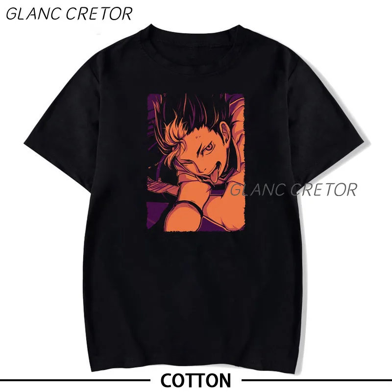 

Haikyuu! Футболка мужская в стиле вейпорвейв, Отаку из 100% хлопка с рисунком аниме в японском стиле с коротким рукавом, уличная одежда