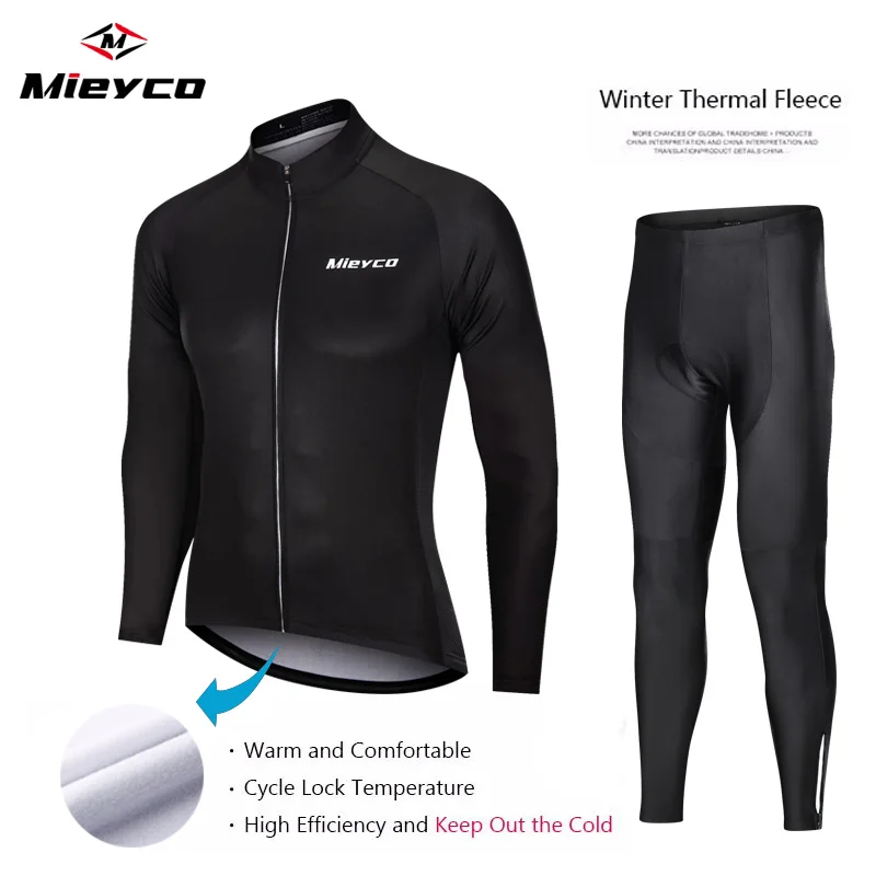 

Men's Ropa Ciclismo Cycling Set Winter Thermal Fleece Long Sleeve Jersey Maillot Hombre Invierno MTB Bicicleta Bib Pants Suit
