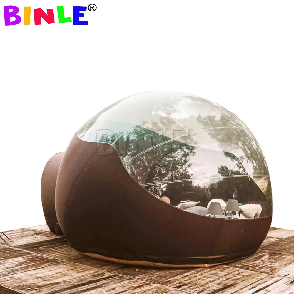 Brown Transparent Inflatable Bubble Tent With Tunnel Yoga Te