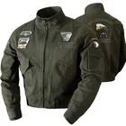 Мужская куртка-бомбер в стиле милитари, повседневная однотонная куртка-пилот на молнии, приталенное пальто с воротником-стойкой и вышивкой, Осень-зима