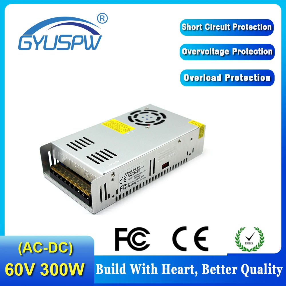 DC60V импульсный источник питания AC к dc 60V 5A 300W Трансформатор 110V 220V DC драйвер для CNC