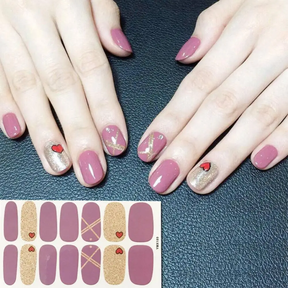 14Pcs/Sheet Waterproof Nail Sticker 3D Full Cover Wrap Manicure Adhesive Decor | Красота и здоровье