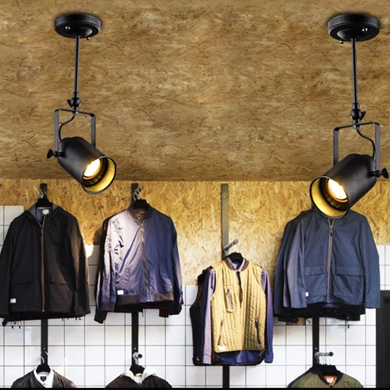 Лофт Промышленные светодиодные прожекторы Регулируемый черный подвесной