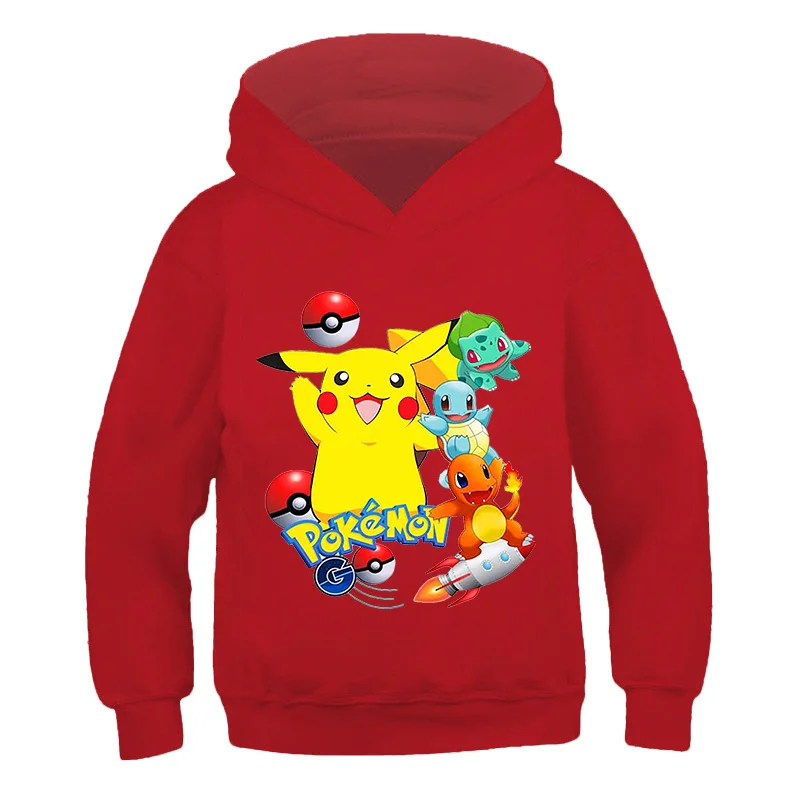 Pokemon-Pikachu Cotton Print Hoodie Children Boys and Girls Sweatshirt Clothes Tops Children's Jackets Baby Clothing
