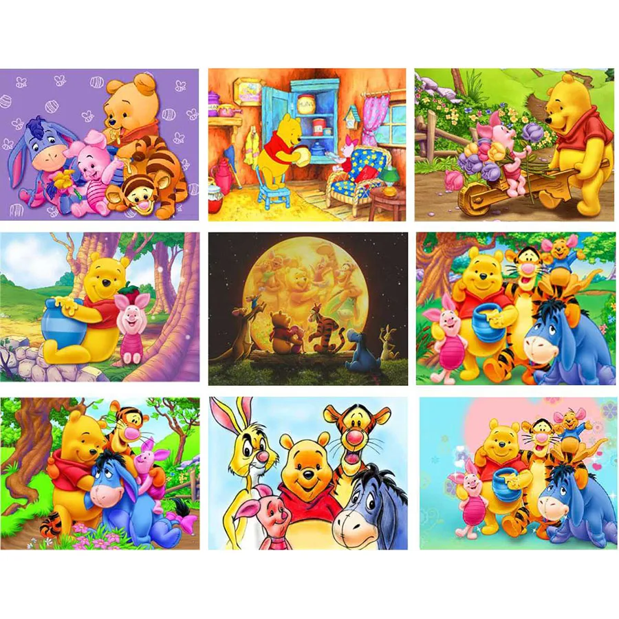 

Cartoon Winnie The Pooh Canvas Painting Disney Watercolor Movie Poster Prints Abstract Art Wall Pictures Nursery Room Home Decor