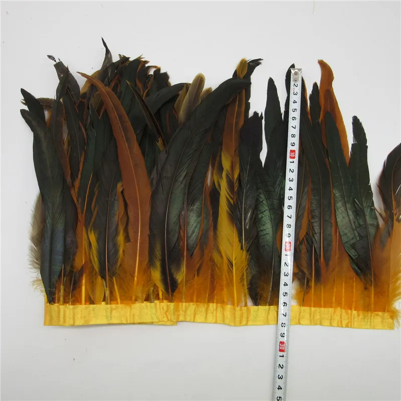 

10yards/lot Chicken Tail Feathers Trim 10-12 Inch 25-30CM Rooster Feather Ribbon DIY Clothing Plume Cloth Belt Wedding Making