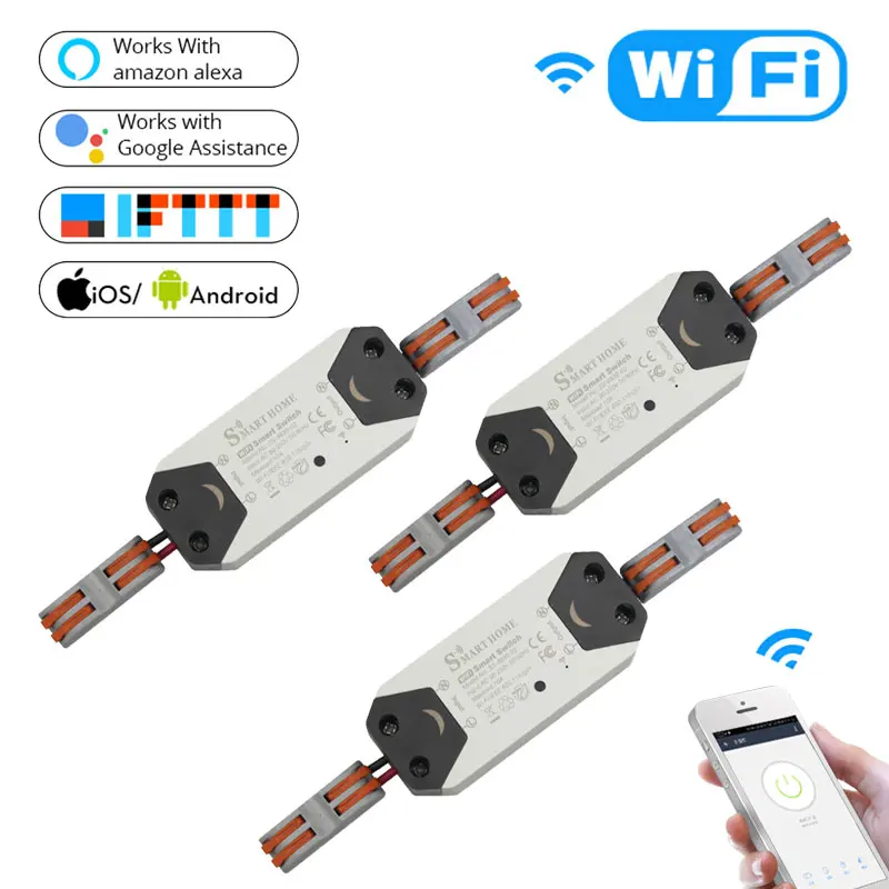 

3 Pieces DIY WiFi Smart Light Switch Universal Breaker Timer Wireless Remote Control Works with Alexa Google Home Smart Home