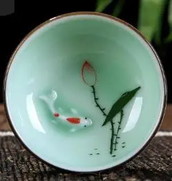 F Lotus Tea Cup Porcelain Zen Drinkware Hand Painted Ceramic New Arrival Small Tea Mug Fish China Tea Set Accessories - Цвет: F