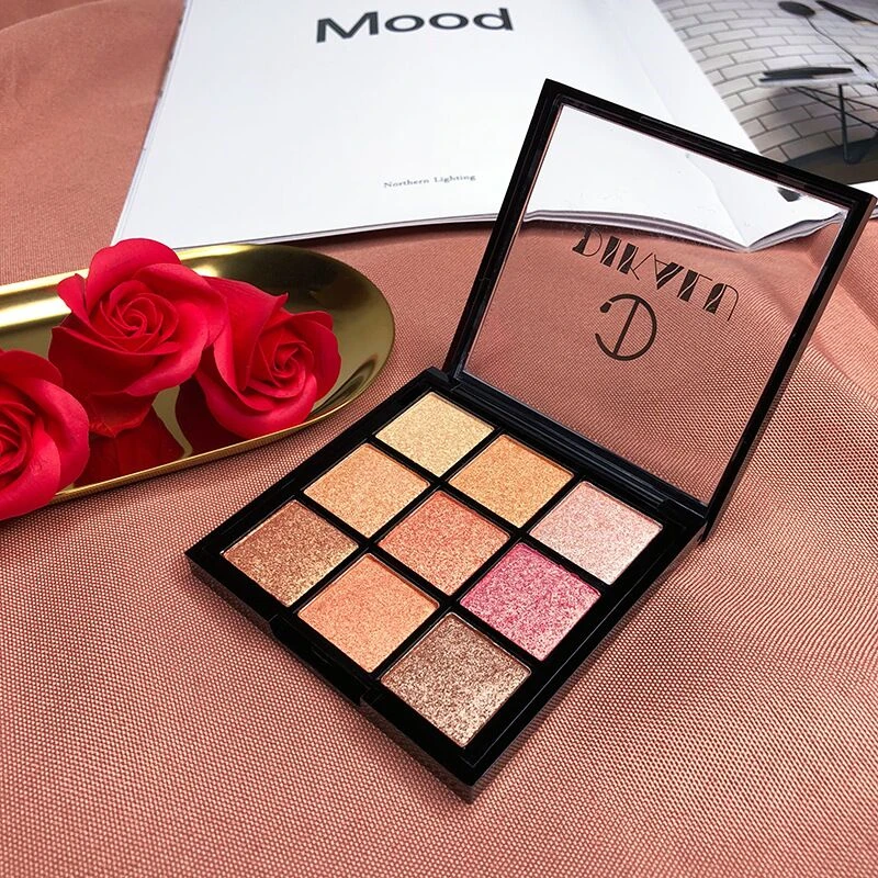 9 цветов блестящие тени для век Палитра мерцающий пигмент дымчатые