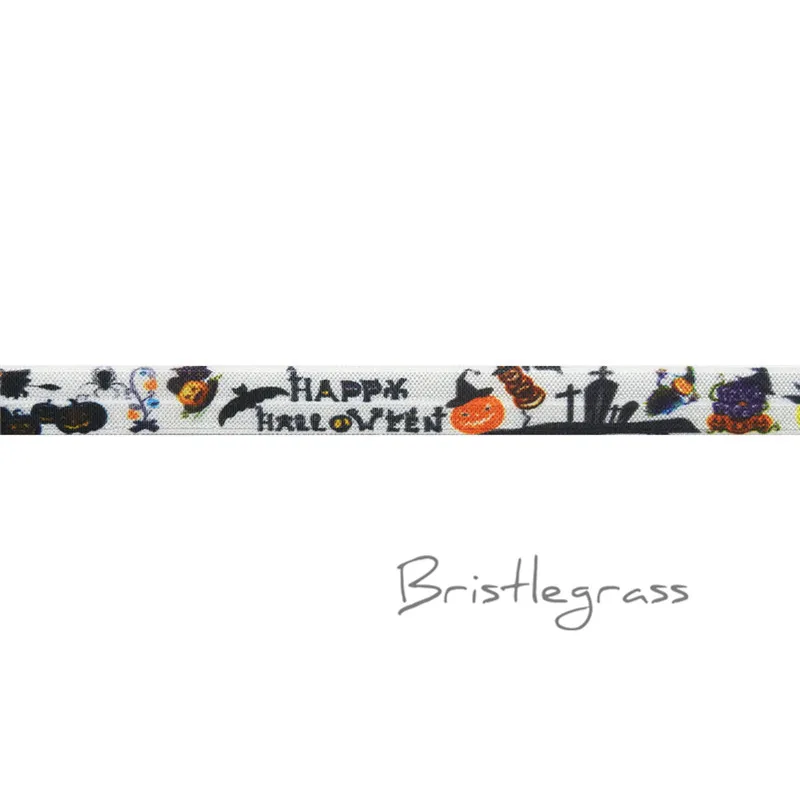Halloween BRISTLEGRASS 2 ярда 5/" 1,5 см Сова Фламинго цветочный принт враг складной над эластичными повязка из спандекса волос галстук платье с повязкой швейная отделка - Цвет: Halloween