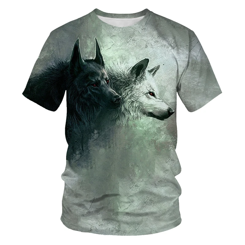 

3D printing men and women all-match casual summer T-shirt animal fox wolf net red Harajuku loose O-neck short-sleeved trend