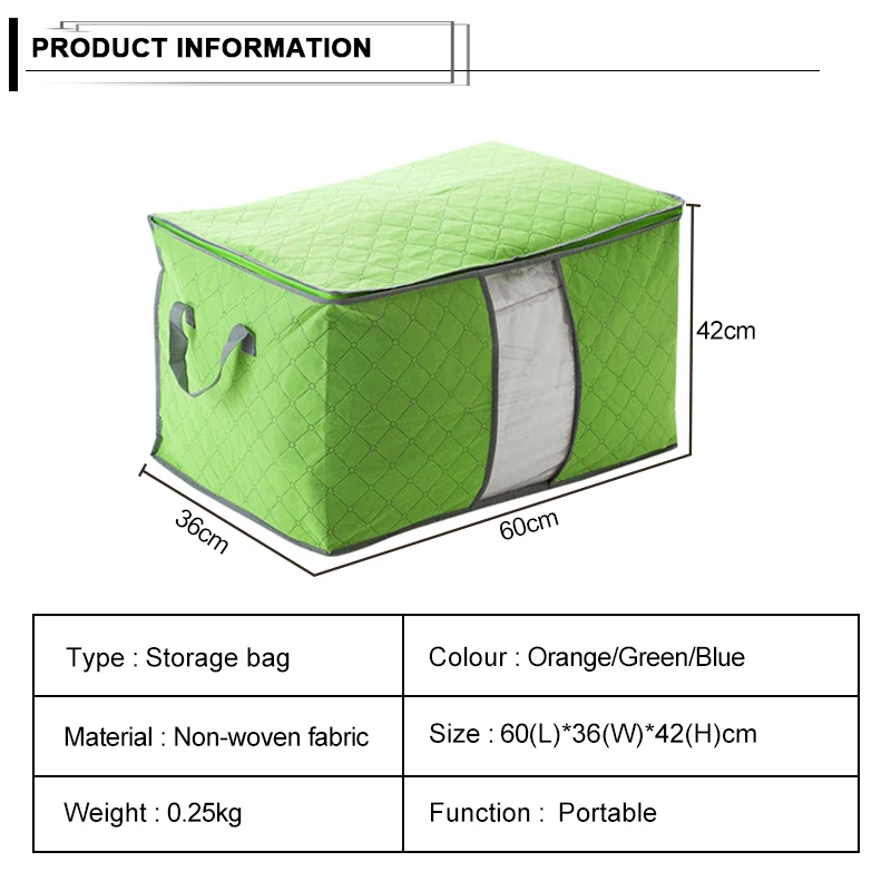 Складная Большая Нетканая сумка для хранения одеяла на молнии органайзер ящика