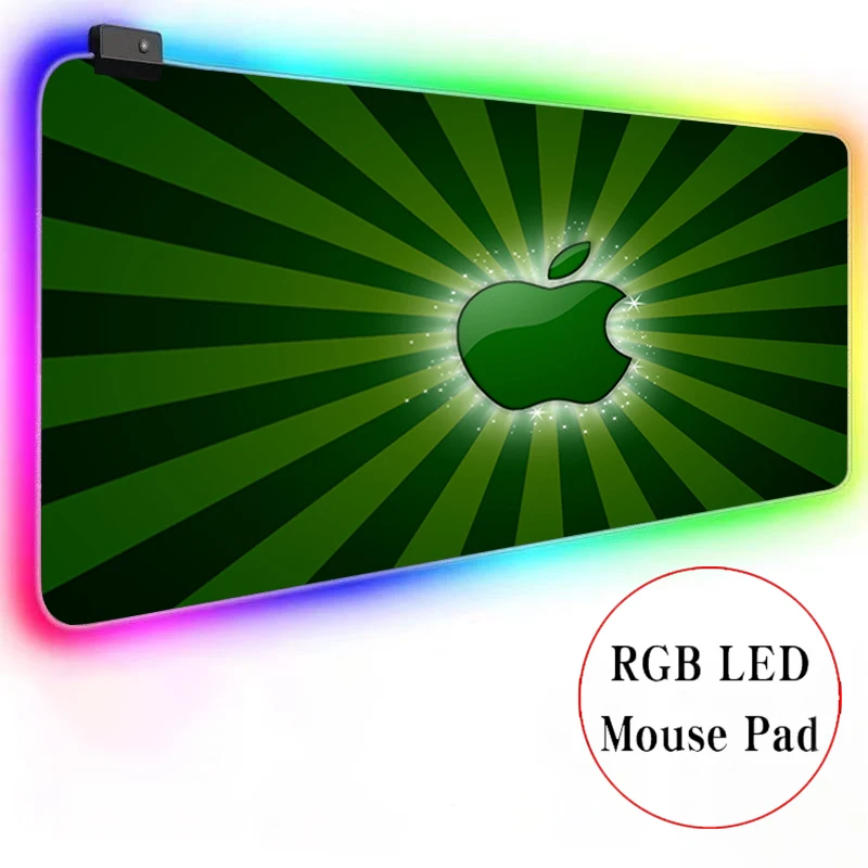 

Apple Logo DIY Gaming Mouse Pad Large Anime Mousepad RGB Computer Mouse Pad Gamer Mause Pad LED Backlit Mat Keyboard Desk Mat