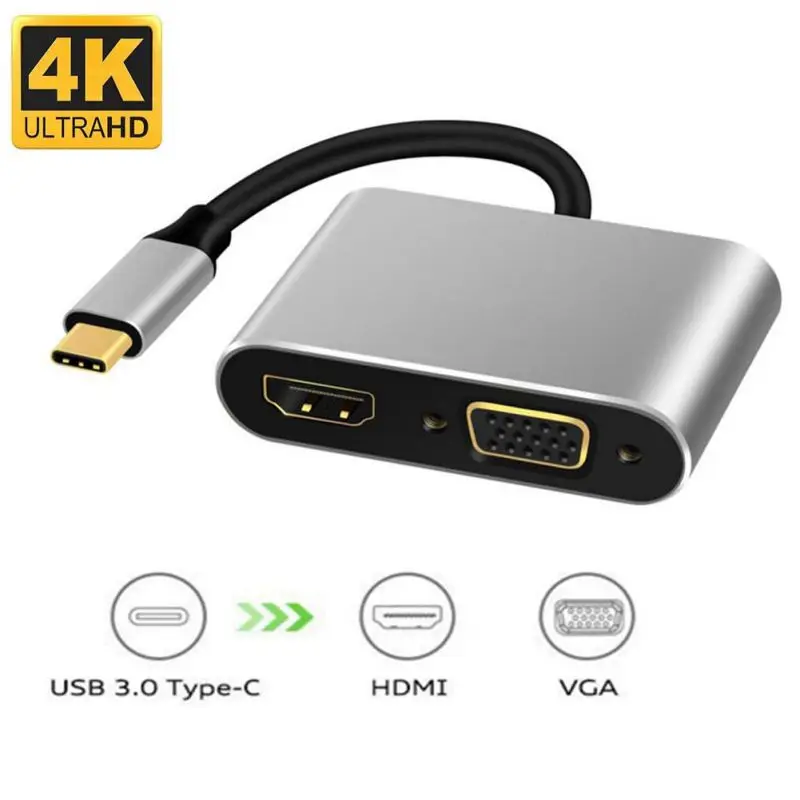 Новый USB C к HDMI Кабель адаптер 3 1 Type VGA 4K Портативный Plug and play конвертер шнур для Mac OS