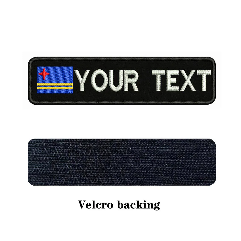 Флаг Аруба 10X2.5cm вышивка пользовательское имя заплатка с текстом полосы значок