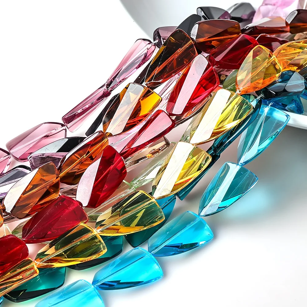 

10pcs 28x16mm Flat Nail Shape Crystal Glass Faceted Loose Beads lot for Jewelry Making DIY Crafts Findings