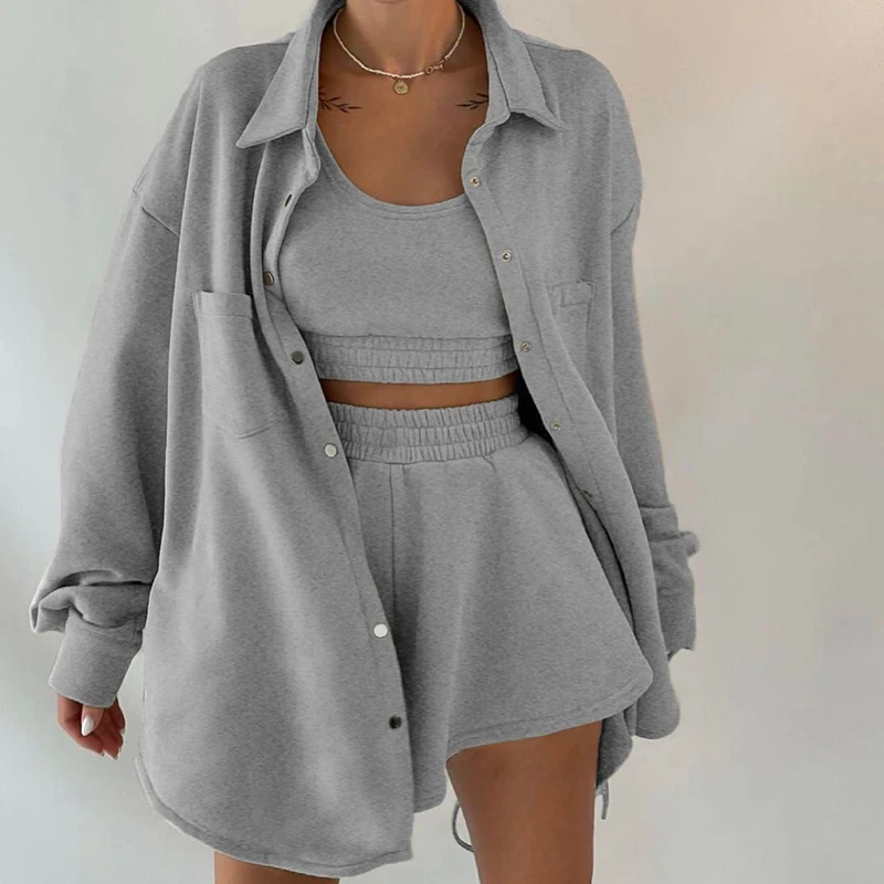

2021 Autumn Solid Women'S Sweatshirts Oversized Jacket Streetwear Autumn Y2K Casual Loose Button Up Coat Hoodies Top