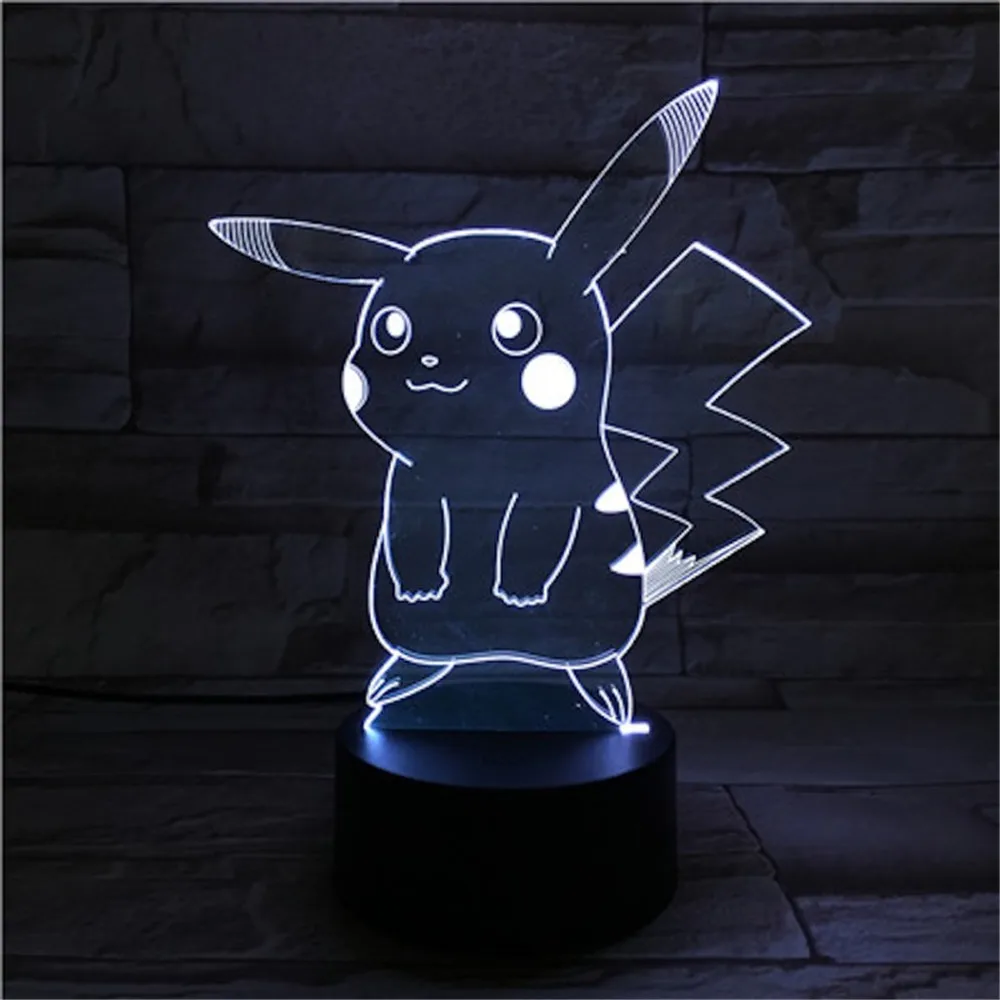 Cartoon Pokemon Pikachu 3D Night Lights Set for Kids Lamp Pocket Monster Cute LED Collection Decor Home Visual Lighting Lampara