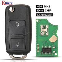 kutery 434 mhz id46 chip fccid 1j0959753n 2 buttons smart remote car key fob for vw volkswagen beetle bora polo golf passat