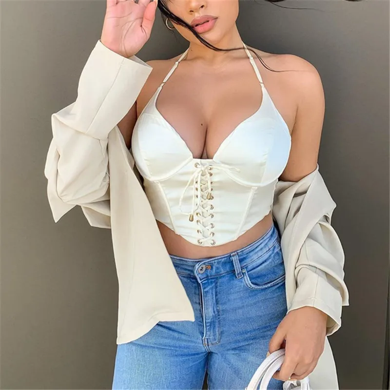 Без рукавов корсеты и бюстье корсет Топ Модный шикарный укороченный сексуальное