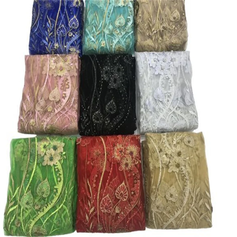 

Королевский синий африканский сетчатый кружевной материал с камнями/бусинами 3D аппликация Зеленое кружево мягкая французская кружевная т...