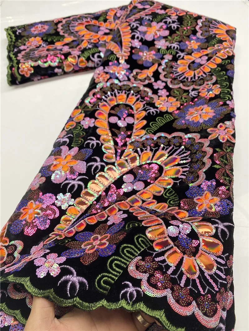 

Бархатная кружевная ткань, африканская кружевная ткань 2022, высококачественное кружево с блестками, французская нигерийская кружевная ткан...