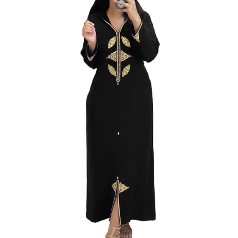 

Autumn Women Long Dress Dubai Abaya 2021 Fashion Hijab Dresses Luxury Vintage Robe Zipper Turkey Party Maxi Femme Vestiods