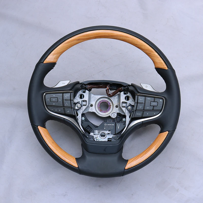 

QHCP ABS Carbon Car Interior Steering Wheel Decoration Frame Cover Stickers Wood Grain Strip Trim For Lexus ES200 260 300H 2018