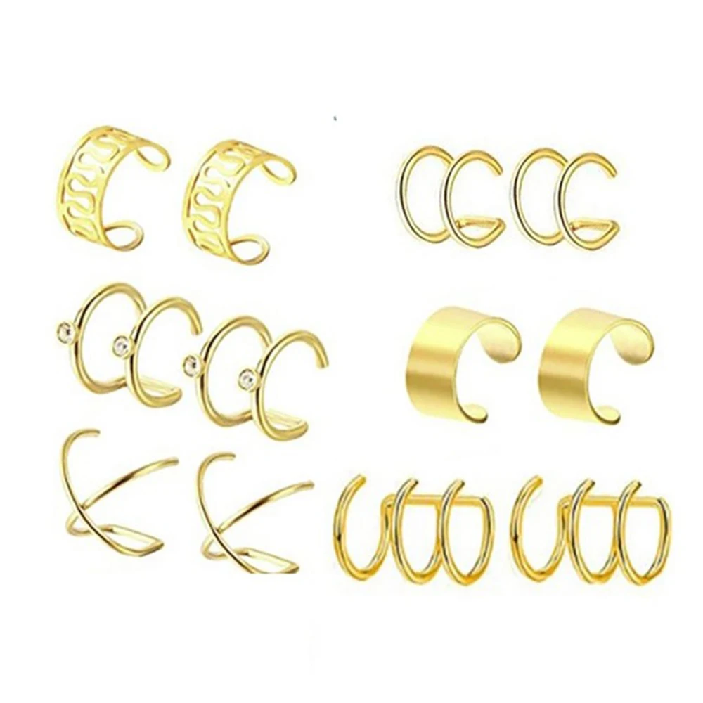 

6 Pairs Fashion Punk Rock Ear Clip Cuff Wrap Earrings No Piercing-clip On Cartilage Wrap Earring Dropshipping 2020 New