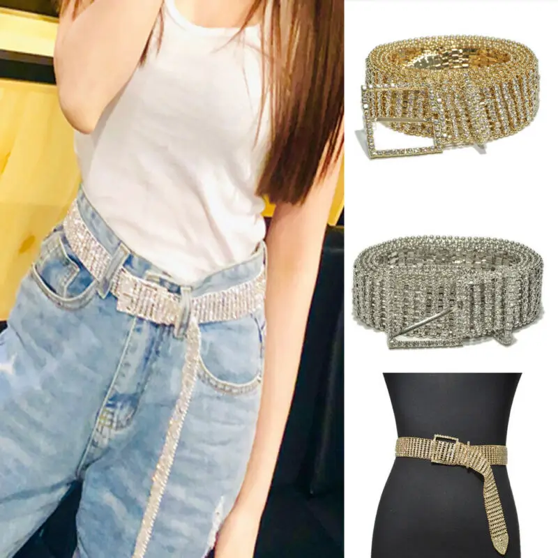 Женский Блестящий металлический пояс со стразами | Дом и сад