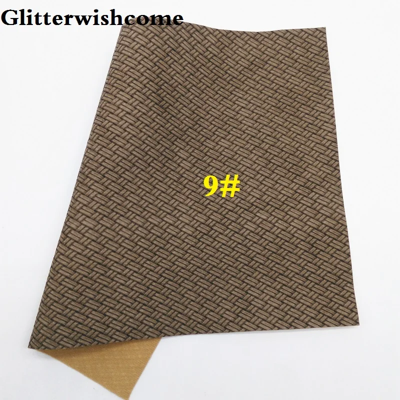 9 Glitterwishcome 21X29 см A4 размер винил для бантов тиснение ткачество, зерно кожа ткань искусственная кожа листы для бантов, GM158A - Цвет: 9