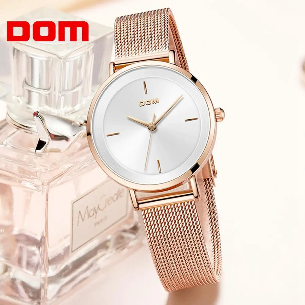 

Watch Women DOM Top Brand Luxury Quartz Watches Casual Quartz-watch Mesh strap ultrathin clock Woman Dress Rose Gold reloj mujer