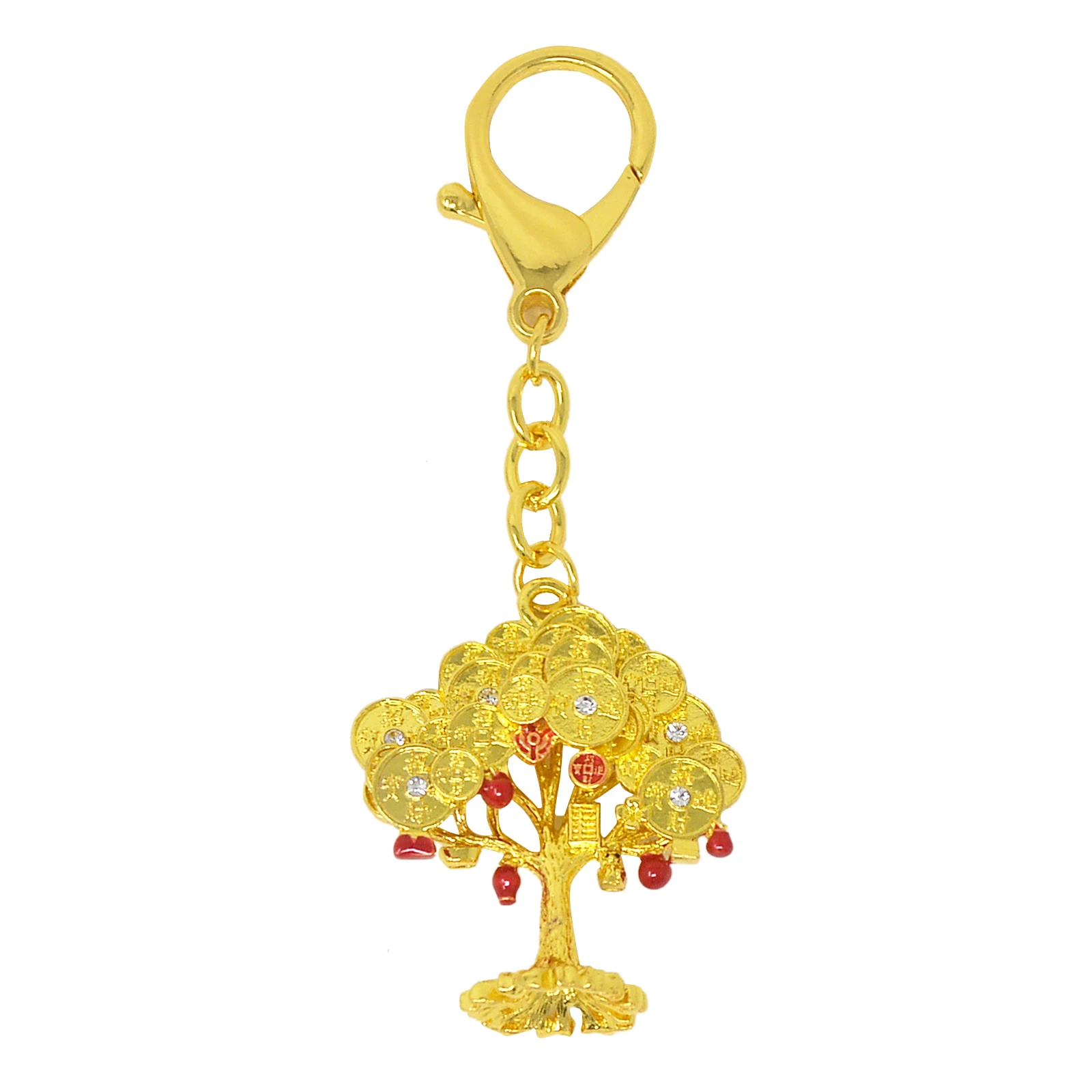 

Feng Shui Golden Fortune Wealth Coins Money Tree Keychain W4419