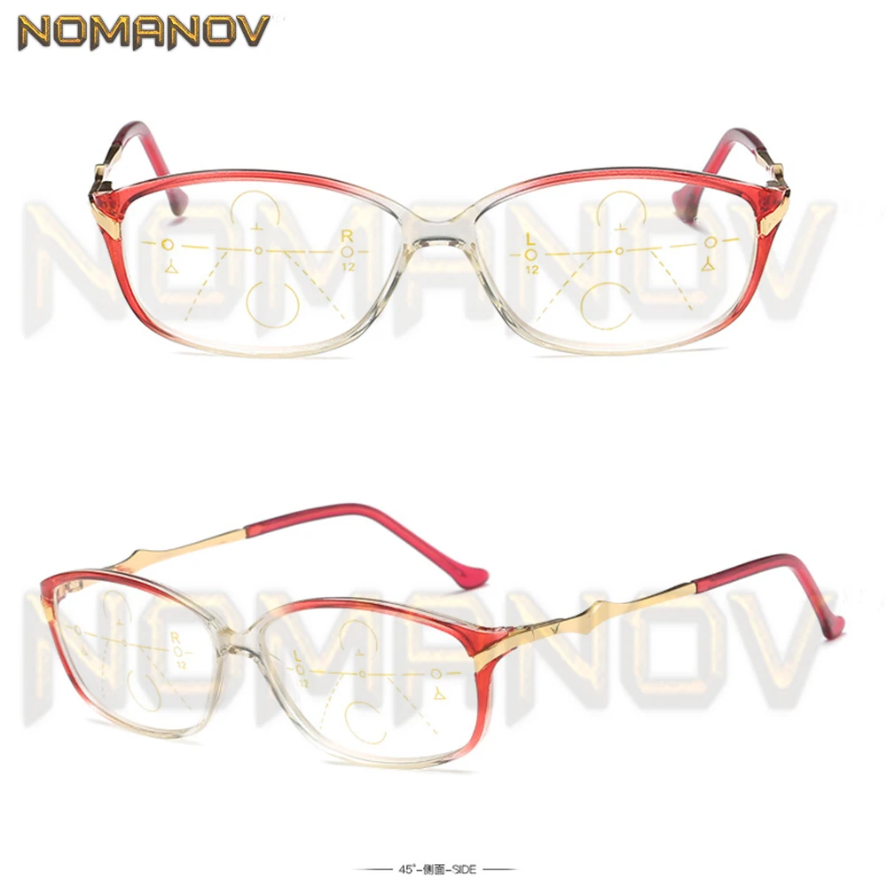 Женские градиентные очки для чтения Tr90 с большой оправой винно красного цвета