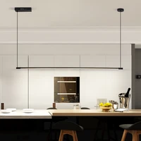 modern chandelier minimalist long strip led used in living dining kitchen bedroom hanging light interior lighting fixture black