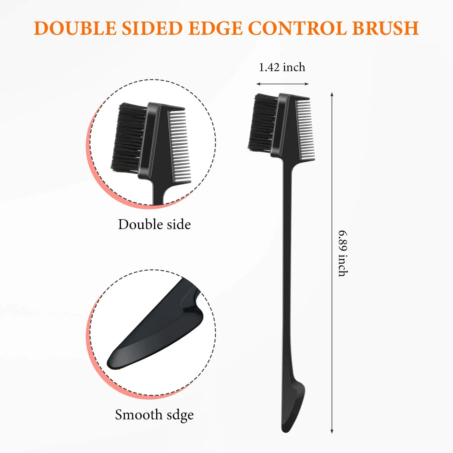 

2021 Detangling Hair Brush Detangler 9Row Cushion Nylon Bristle Edge Brush Rat Tail Comb for 3a to 4c Curly Straight Wet Hair
