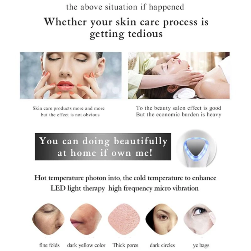 Электрический ультразвуковой массажер для лица криотерапия горячей и холодной
