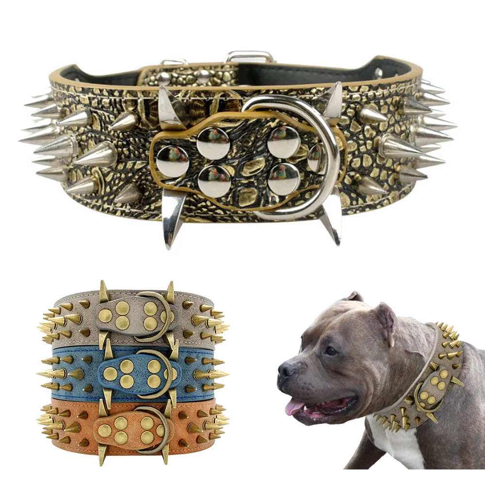 Ошейник для собак с шипами кожаный ошейник крупных питомцев немецких щенков