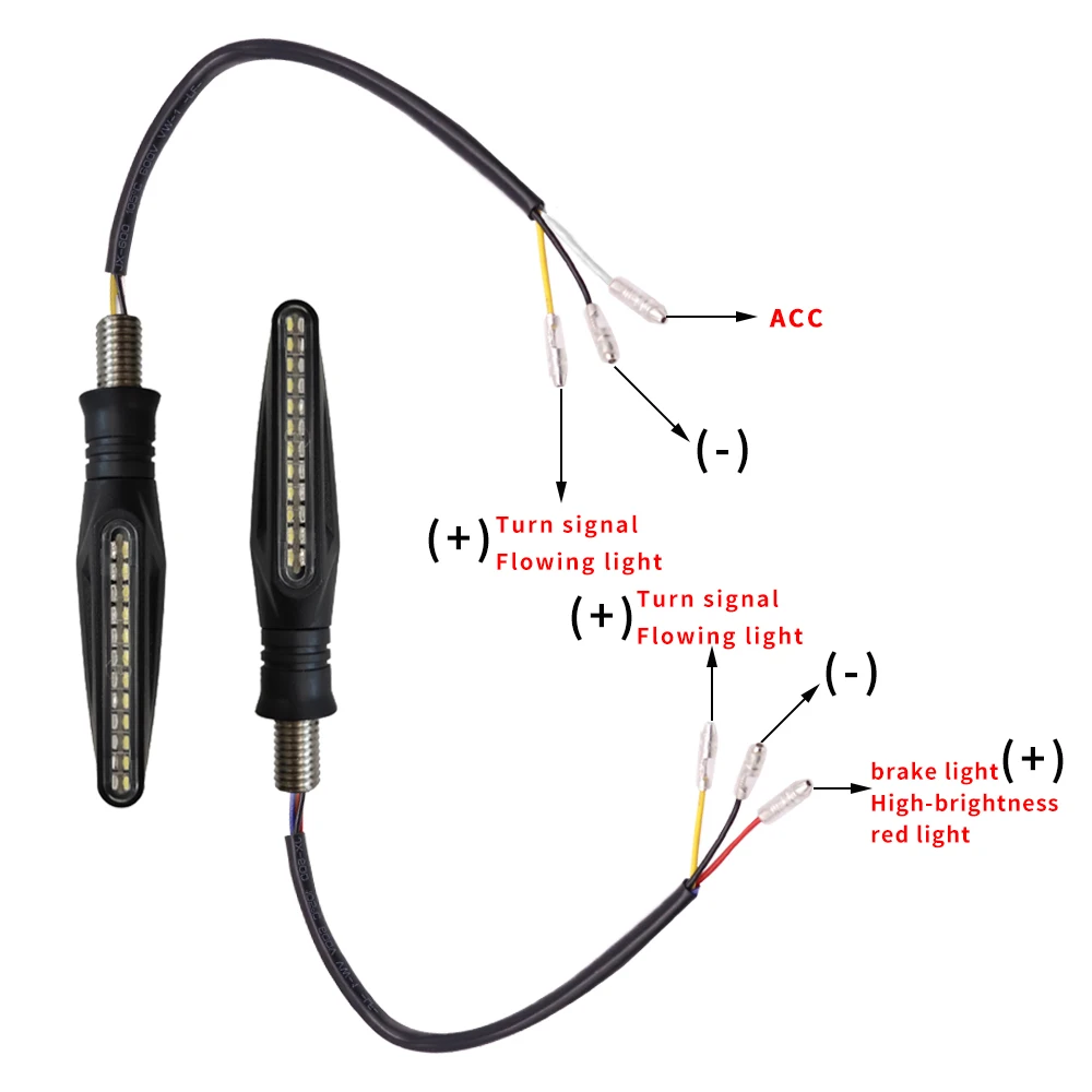 

Motorcycle Turn Signal Lights 24LEDs High Bright Red Amber Indicator Front Rear White Day Running Light Flowing Red Brake Lamp