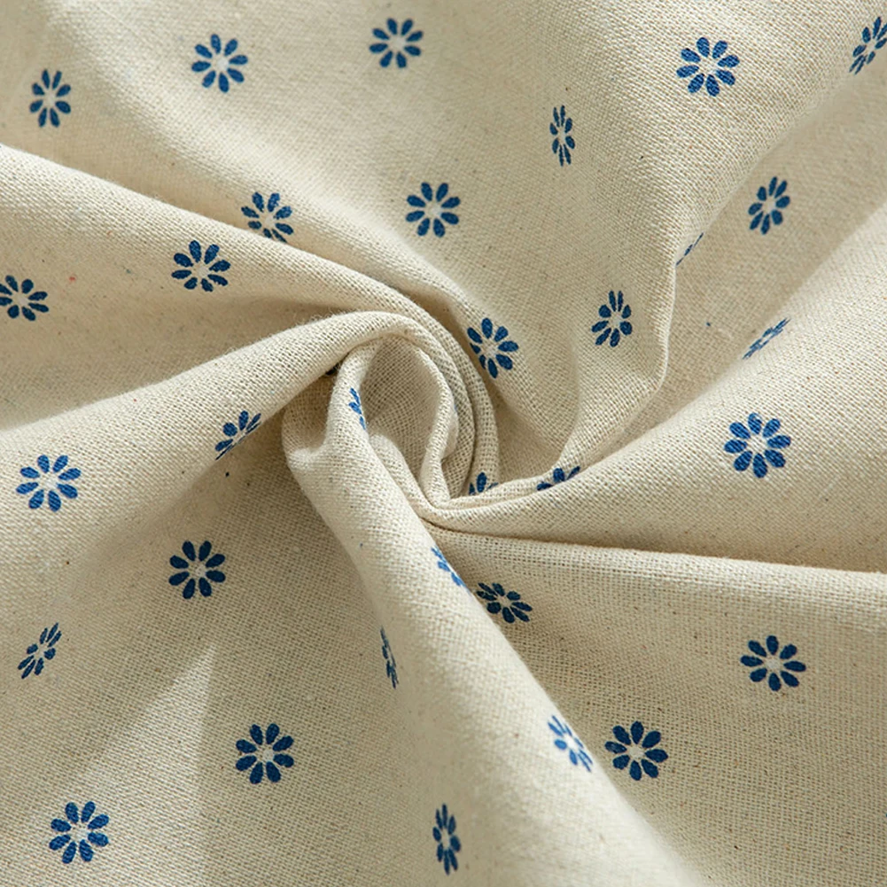 

1x Blue Daisy Printed Garden Cotton Linen Tablecloth Household Cover Towel Tassel Lace Blue Small Chrysanthemum Broom Tablecloth