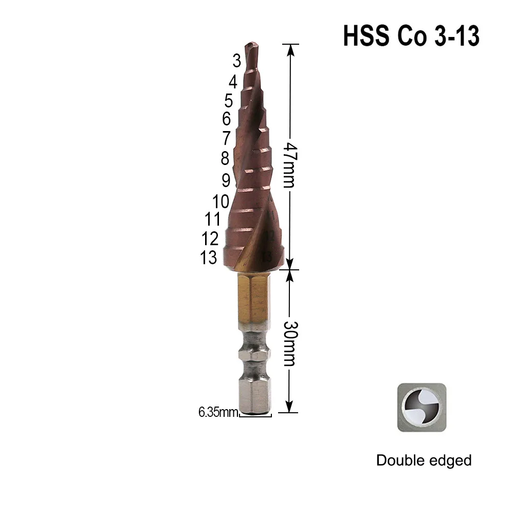 ZJCOSTOL HSS-CO M35 Шаг сверло Кобальт шестиугольный хвостовик спиральный паз металла конусообразное ступенчатое сверло пила отверстие резак Furadeira