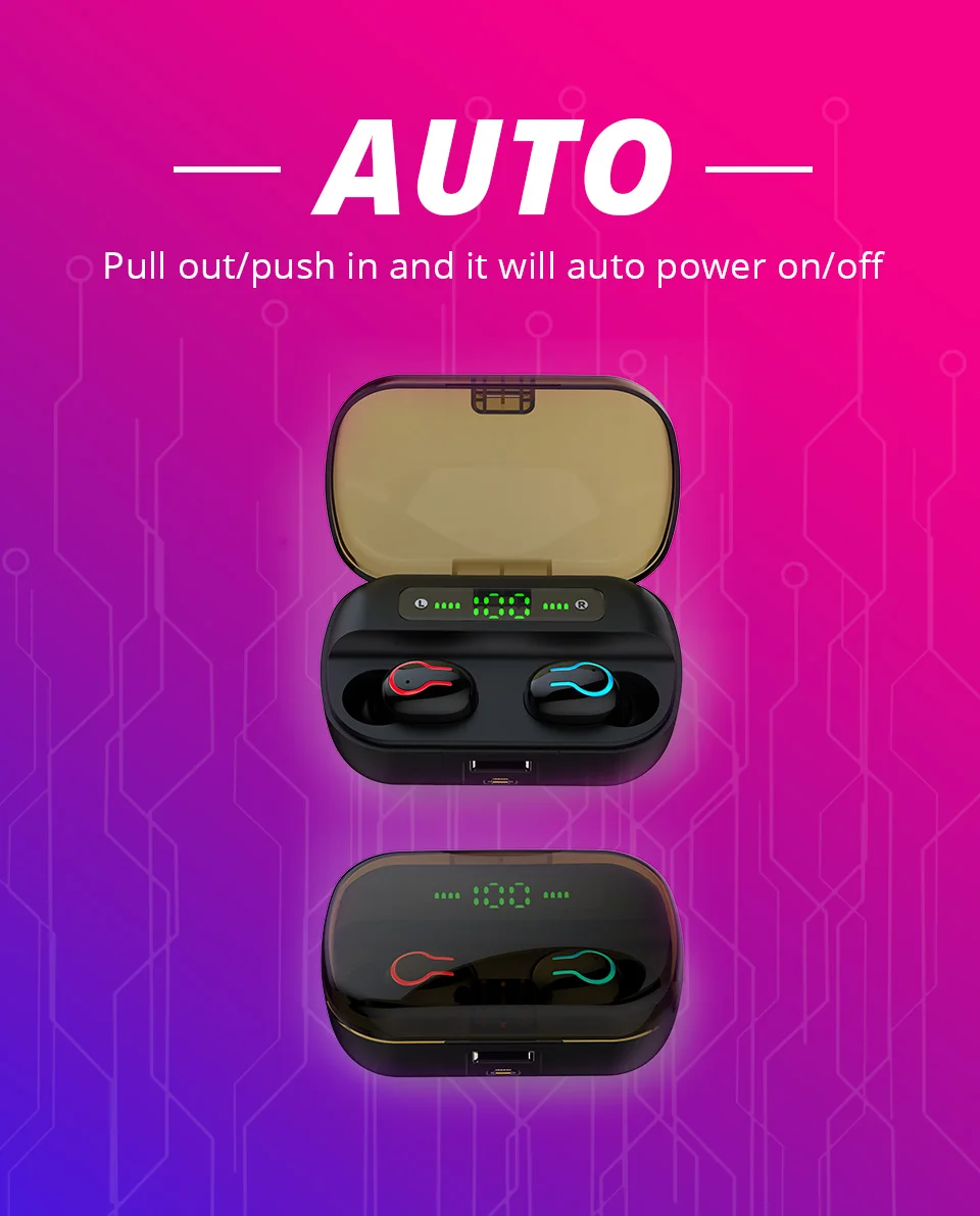 TWS-наушники Q82 с светодиодный фоном и светодиодным дисплеем | Электроника