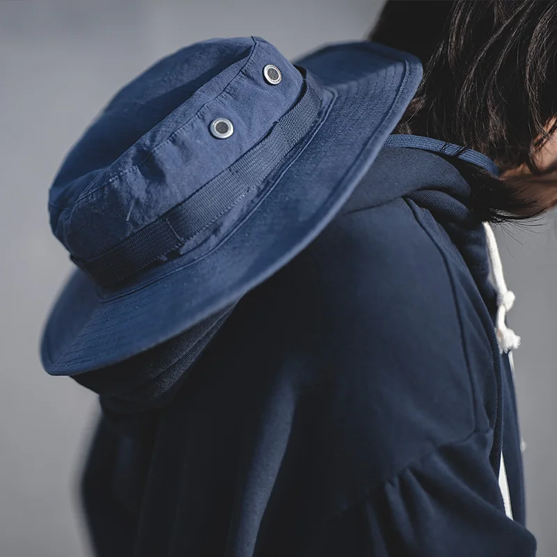 Однотонная темно-синяя тактическая шляпа Maden с широкими полями шляпа-ведро для