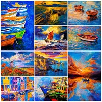 5d diy oil painting picture diamond painting landscape cross stitch mosaic boat seascape art rhinestone embroidery home decor