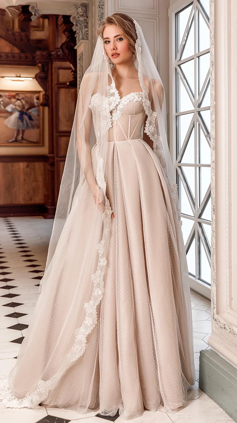 Verngo A-Line Boho накладное украшение для свадебного платья кружевное свадебное платье без бретелек Элегантное свадебное платье цвет шампанского свадебное платье в стиле бохо