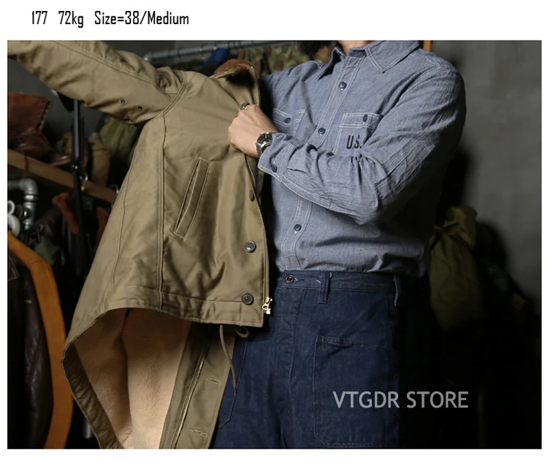 Bronson WW2 USN ШАМБРЕ Рабочие Рубашки мужские винтажные Selvage темно-синий усталость утилита